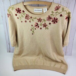 Alfred Dunner Fall Leaves Novelty Sweater Autumn Cottage Grandma Women's Large